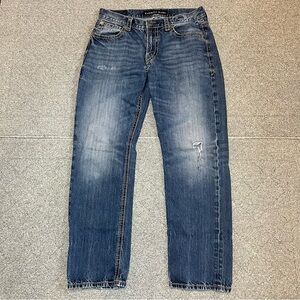 Express Jeans Blake Loose Fit Straight Leg Mens 32X30 Blue Denim Embroidered